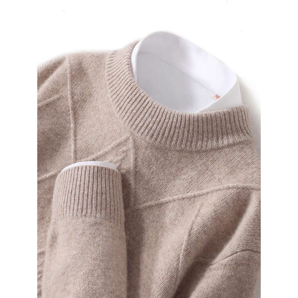 Autumn Winter Thickened Men's Sweaters Mock Neck Pullover 100% Merino Wool Casual Twist Knitwear Soft Warm Comfort Men Clothing