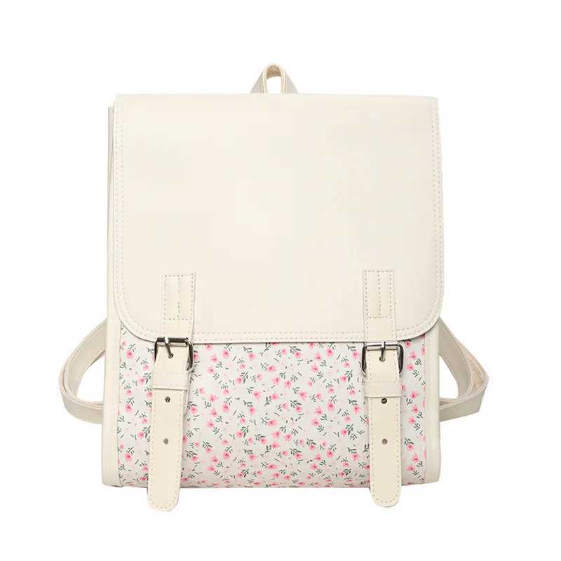 Business Casual Portable Ditsy Floral Buckle Decor Flap Backpack For Teen Girls Women Large Capacity Fiable SchoolbagXJ241026