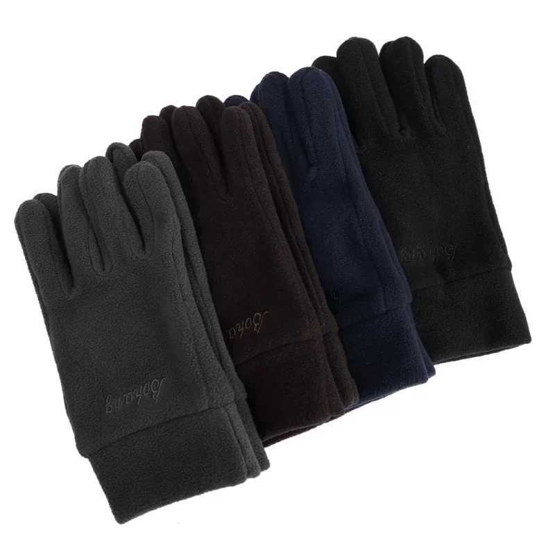 Mens Thick Wool Gs Winter Warmth Full Finger Gs Outdoor Windproof Running Bicycle Gloves W241026