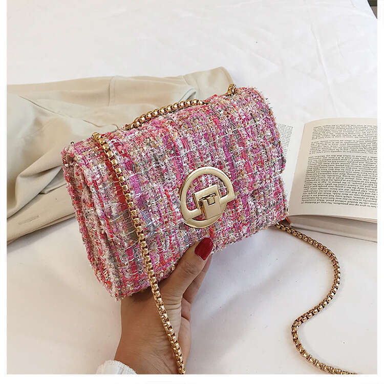 2024 New trendy Korean version fashionable and versatile chain single shoulder crossbody ins super hot woolen women's bag