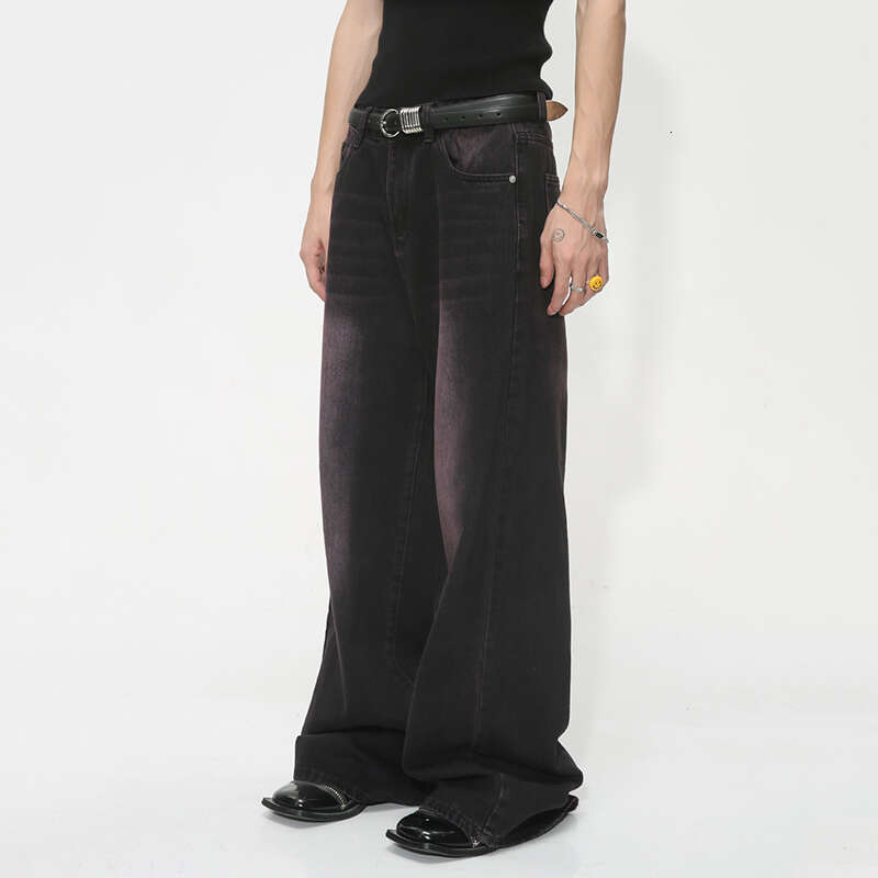 IEFB Fashion Baggy Jeans Trend Men's Summer Loose Wide Leg Denim Pants Korean Style Personality Gradient Street Clothing 9C1105