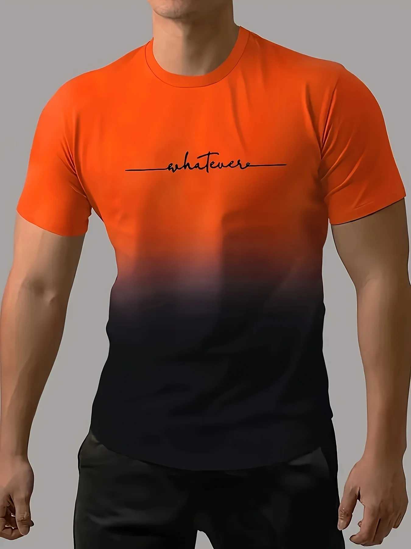 Mens round neck casual short sleeved T-shirt colorful down jacket luxurious sports and leisure clothing W241026