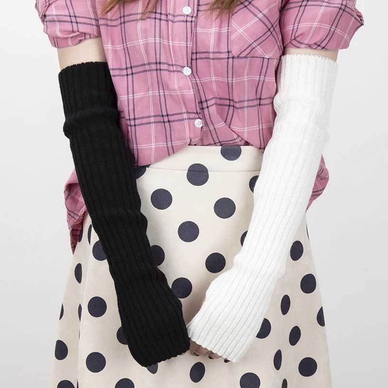 Womens long finger Gs Soft Womens G Lolita Kaii Winter Warm Knitted Sleeves Girls Punk Gothic Gs W241026