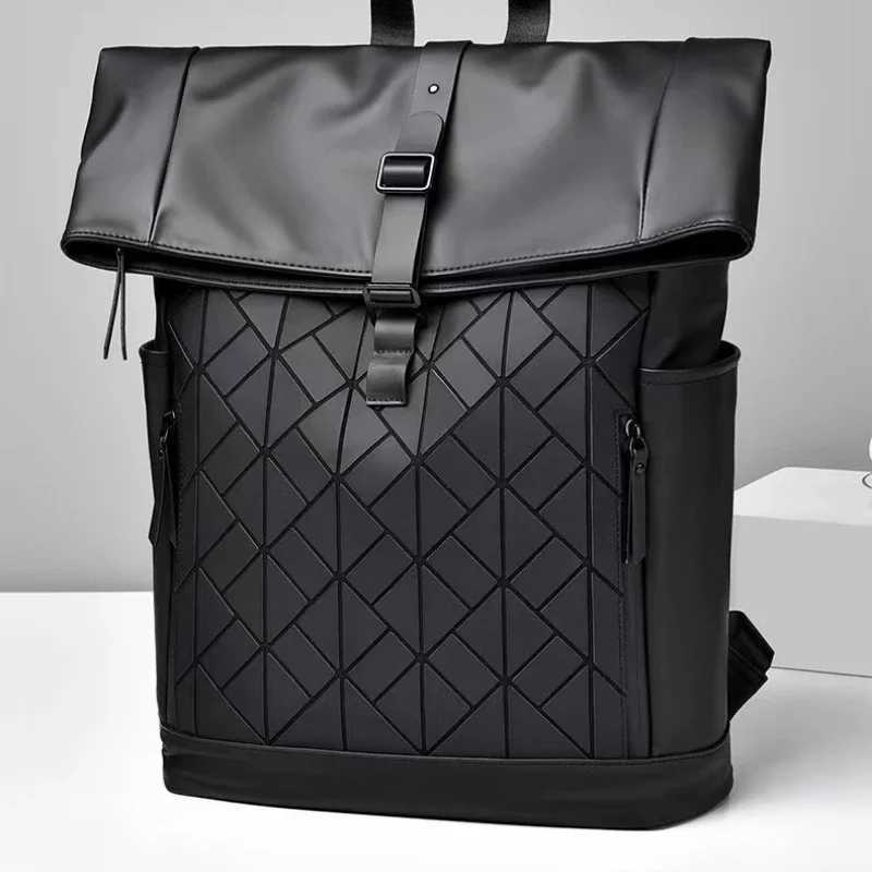 Large Capacity Backpack Reflective Diamd lattice Bag Waterproof PU leather Travel Backpack Locomotive travel New in MotorcycleXJ241026