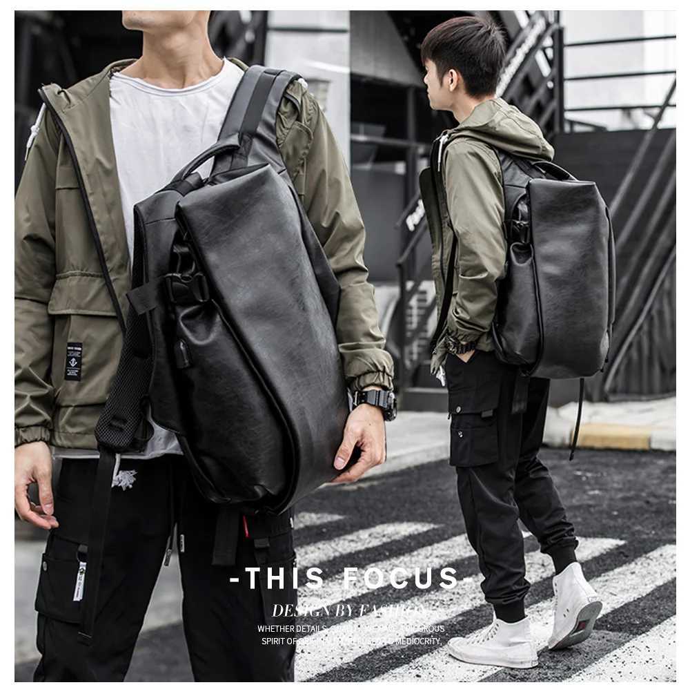 Leather Backpack for Men 15.6 inch Laptop Backpack with USB Charging Waterproof Business Rucksack Anti Theft Travel BackpackXJ241026