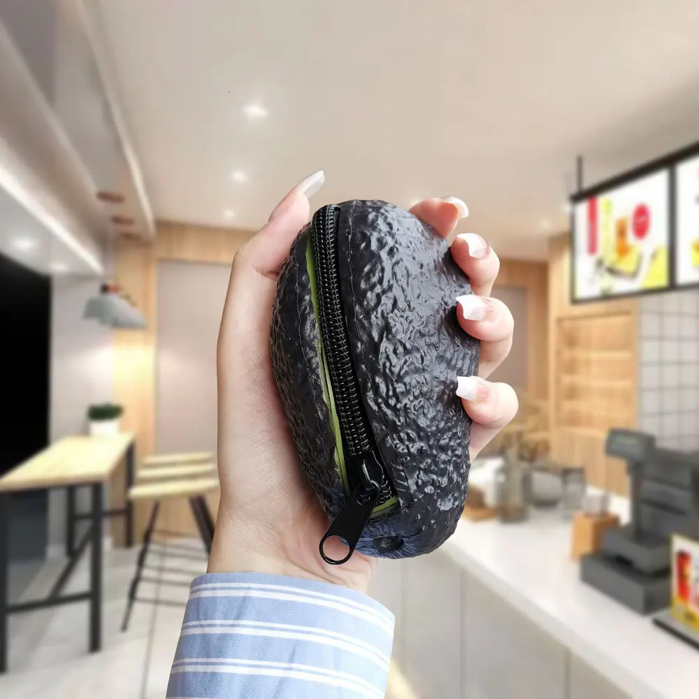 Creative Avocado Shape Mini Coin Purse Wallet Bag Pouch Fun Novelty Gift Portable Handbag Storage Bag Zipper Pocket 241025