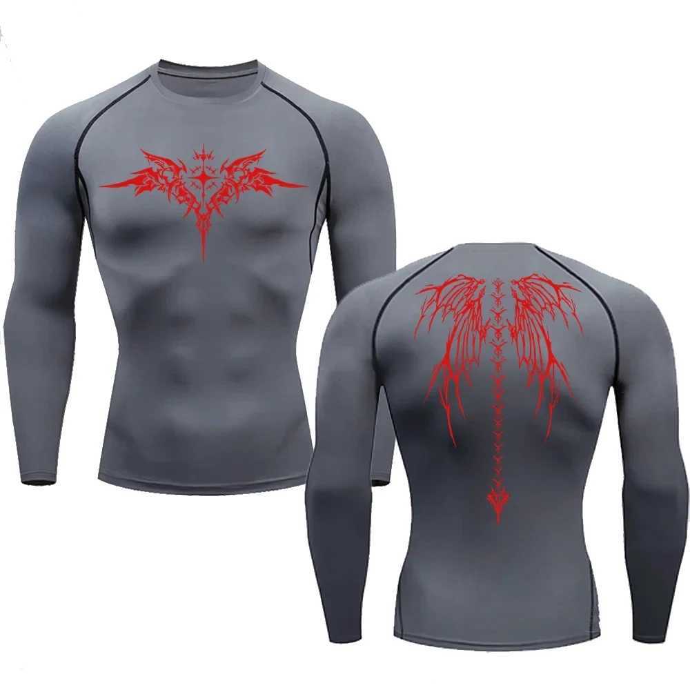 Mens Fashion Printed Shirt Breathable Compression T-shirt Sports Shirt Summer Quick Drying Long Sleeve Outdoor Exercise T-shirt W241026