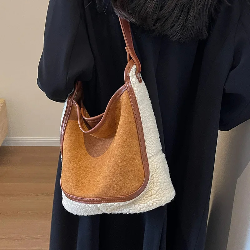 Cashmere bag womens large capacity autumn and winter single shoulder cross bag 241025