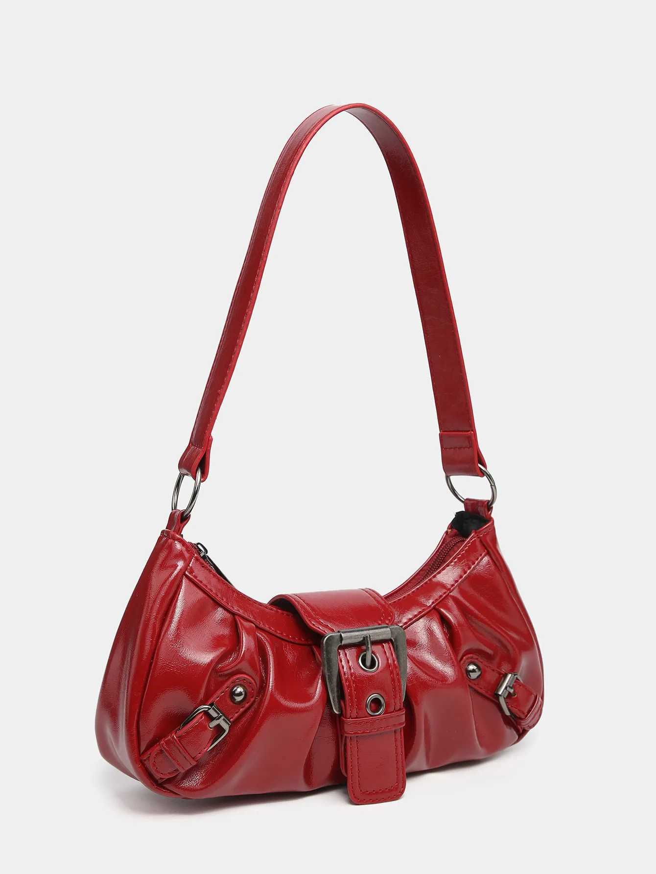 New Fashion Maillard Style Shoulder Bag Vintage Leather Spicy Girl Y2K Armpit Bag Belt Trendy Saddle Bag Retro Handbag Y250320
