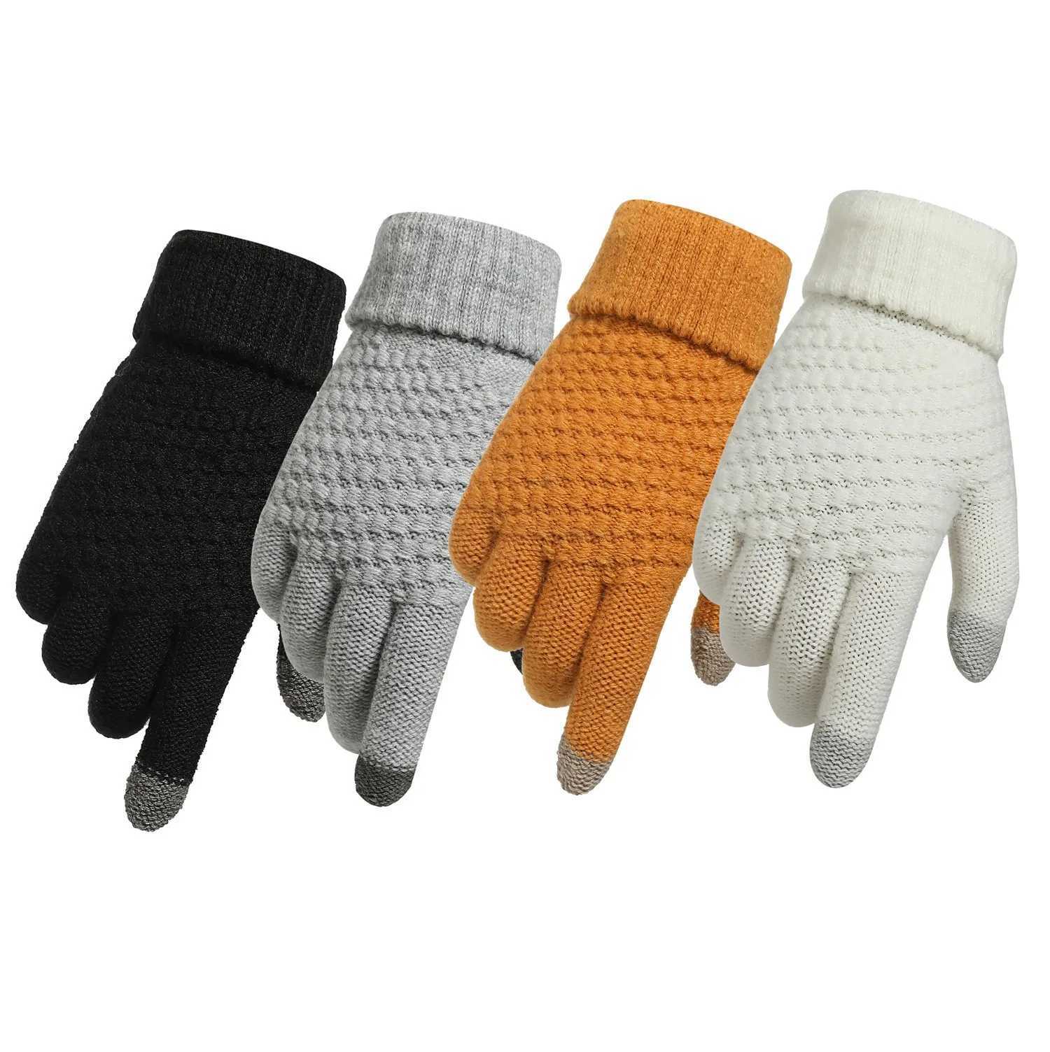 Womens Warm Winter Touchscreen Gs Elastic Knitted Finger Gloves Womens Crochet G W241026