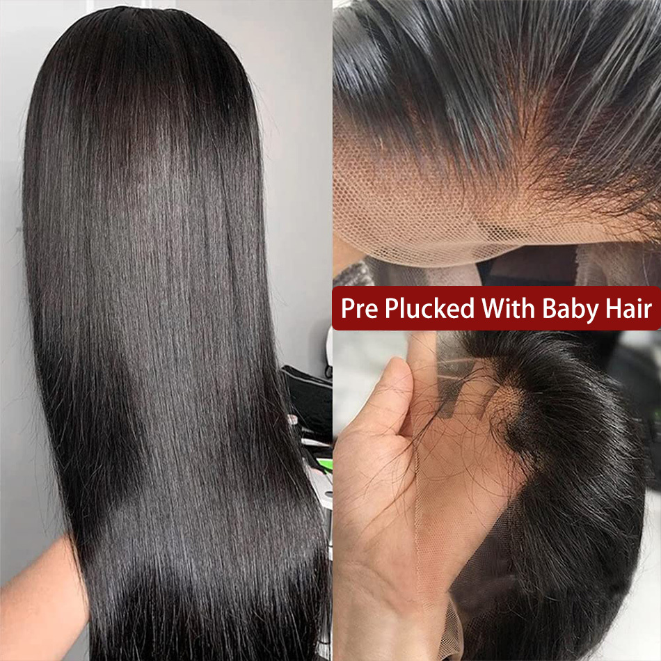 Real Bleached Knots 13x4 Lace Frontal for Women Brazilian Straight Human Hair Wigs