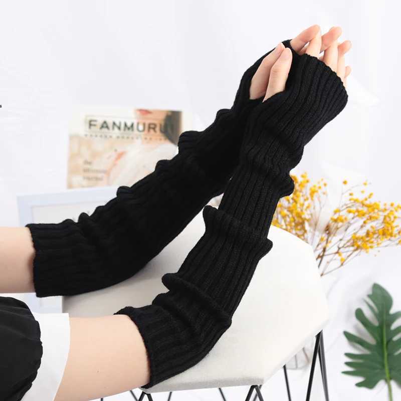 Womens long finger Gs Soft Womens G Lolita Kaii Winter Warm Knitted Sleeves Girls Punk Gothic Gs W241026