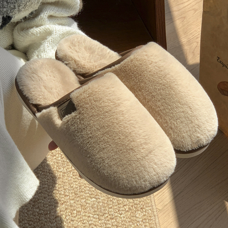 2024 new cotton for Womens autumn winter, indoor imitation rabbit hair with plush insulation, anti slip and wear-resistant couple slippers da47