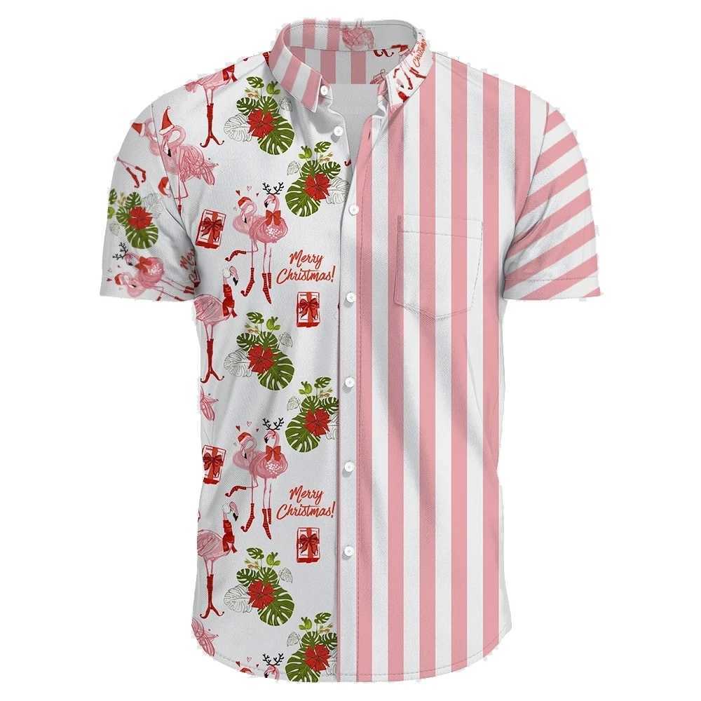 Haian Christmas Carnival Short Slip Shirt Mens New Year Santa Claus Leisure Y2K Tropical Plant Printed Beach ha beachwear W241026