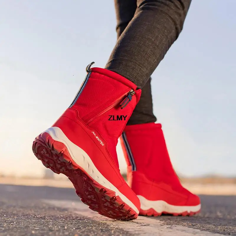 Waterproof Men Women Snow Boots High Top Ankle Winter Boots Platform Warm Plush Man Cutton Shoes Outdoor Non-slip Snowboots Male 241025