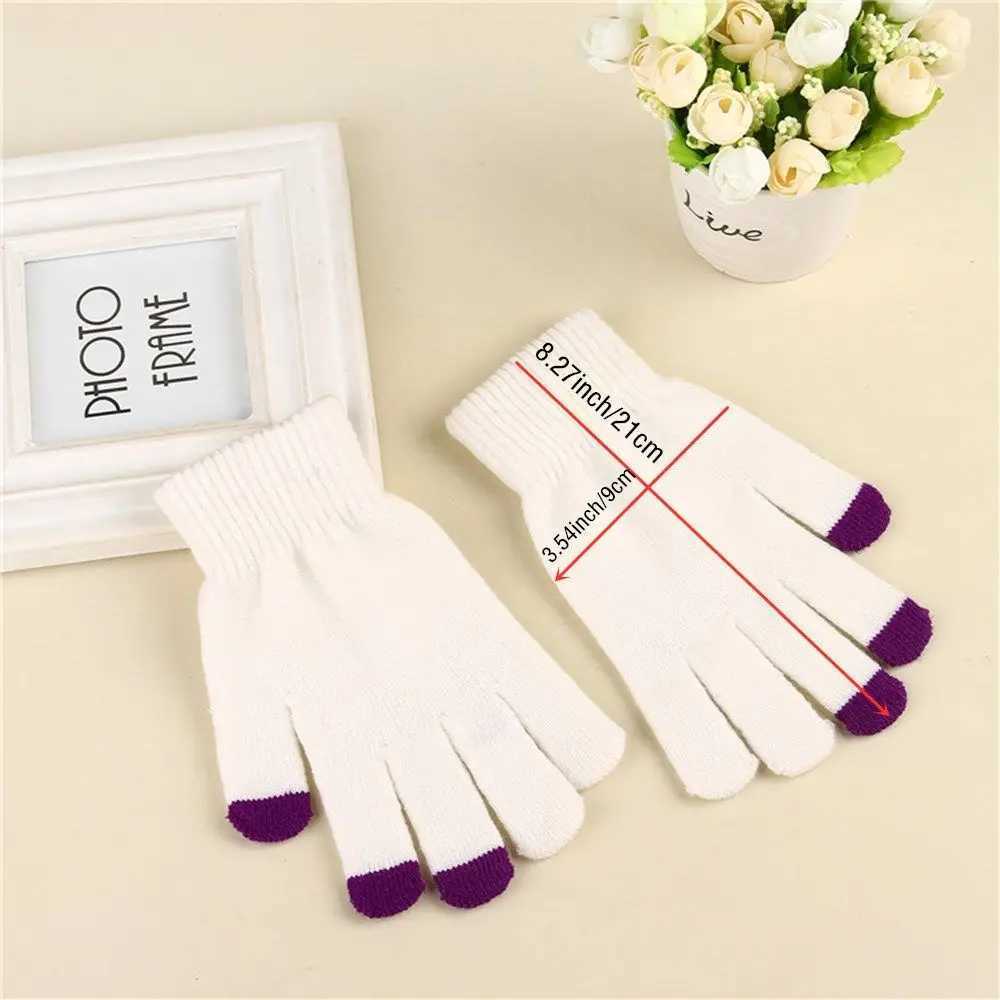 Womens winter knitted full finger Gs unisex solid touch screen Gs outdoor warm cycling driving gloves W241026