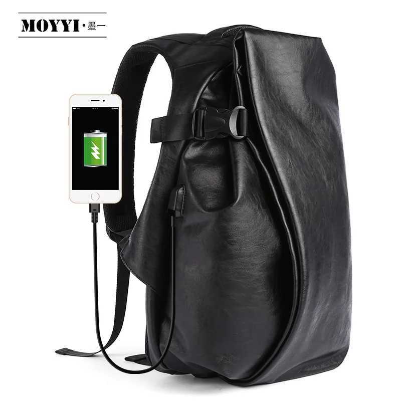 Leather Backpack for Men 15.6 inch Laptop Backpack with USB Charging Waterproof Business Rucksack Anti Theft Travel BackpackXJ241026