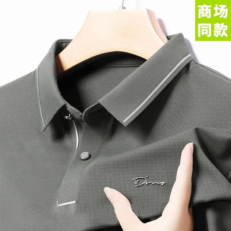 2024 High end fashion diamond long sleeved highend printed POLO shirt Spring Korean mens lapel Tshirt 241025