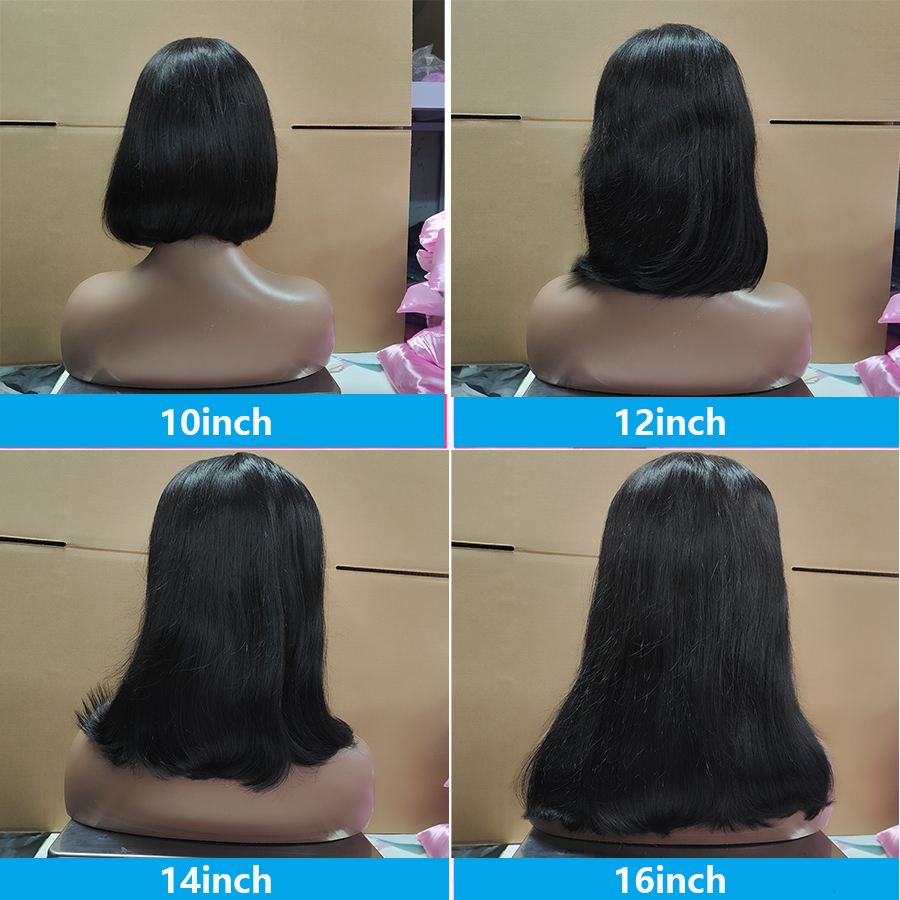 10inch Bob Human Hair Ready To Straight Wear Go Glueless Wig Pre-Plucked Top Brazilian Wigs for Women