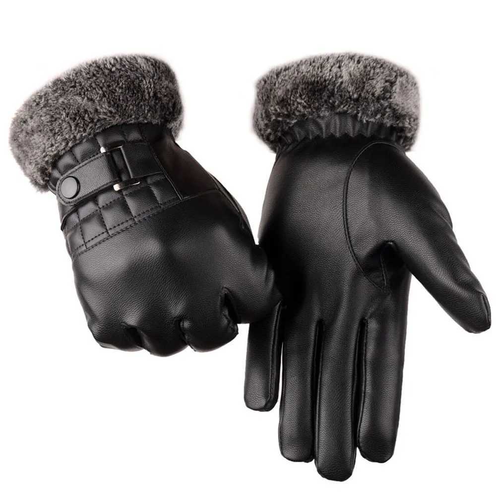 Skiing Gs Motorcycle Winter Warm Mens Ski Board Pu Leather Gs Womens Cold Weather Insulated Warm Plush Gloves W241026