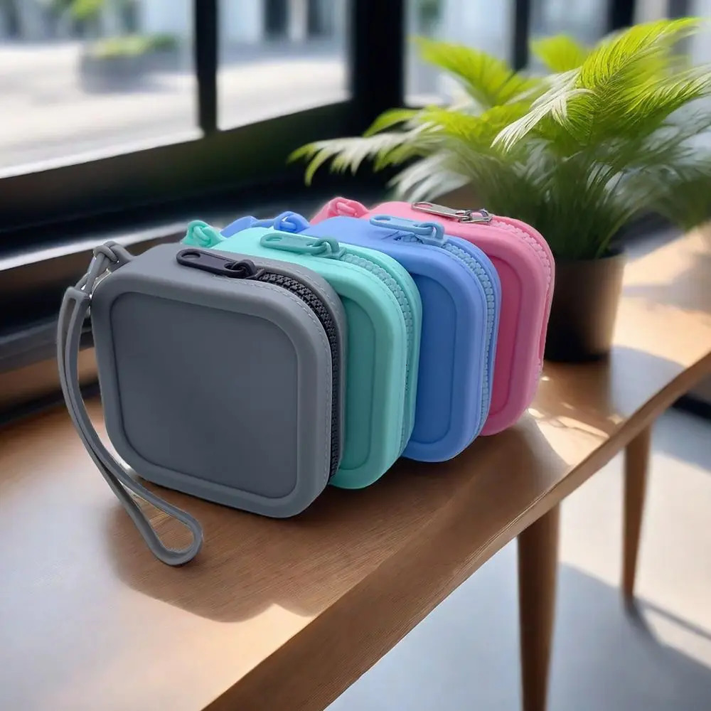 Silicone Organizer Wallet Coin Purse Simple Waterproof Zipper Cosmetic Bag Earphone Bag Students 241025