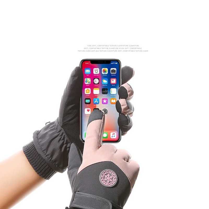 Winter unisex ski board Gs PU leather anti slip touch screen waterproof motorcycle bicycle wool warm snow Gs W241026