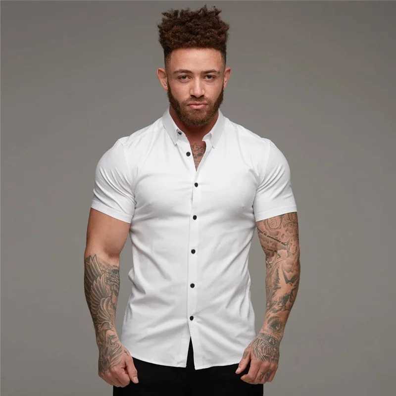 Mens Fashion Dress Summer Classic Slimming Button Short Slip Shirt Mens Casual Business Mens Hippie Social Shirt W241026