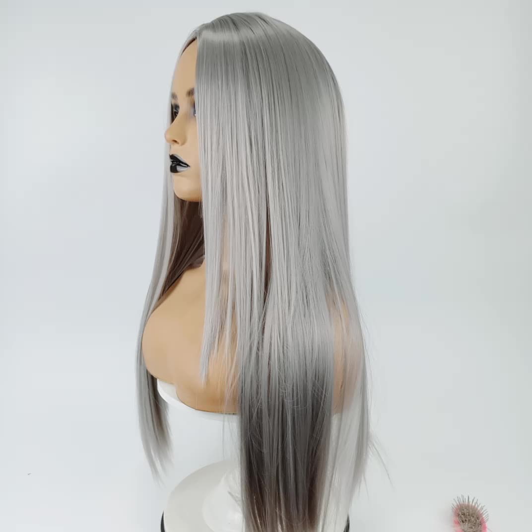New wig female chemical fiber headpiece long straight hair fashion high temperature silk long hair