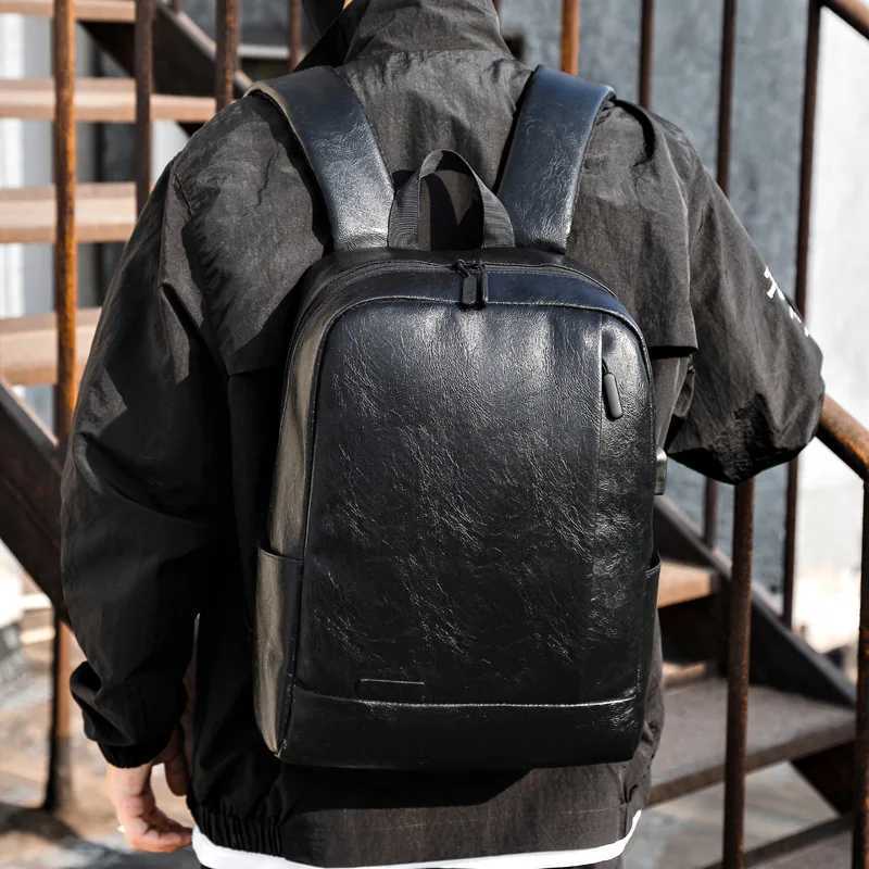 PU Leather Backpack Executive Men Sahel Briefcase Office Casual Travel Cabin Laptop Office Business Notebook Back Pack MaleXJ241026