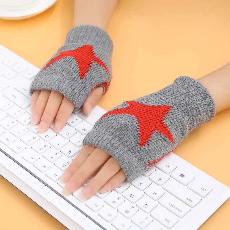 Y2K Fashion Star Knitted Fingers Winter Gs Soft and Warm Wool Knitted Arms Flexible Hands Gs Warm Hands W241026