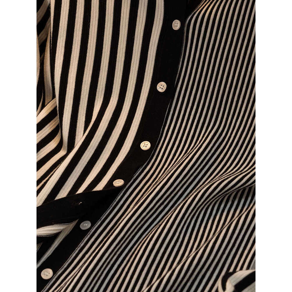 Women Striped Sweater 100% Merino Wool Cardigan Office Lady Cashmere Knitwear Shirt Spring Autumn Winter Female Clothing