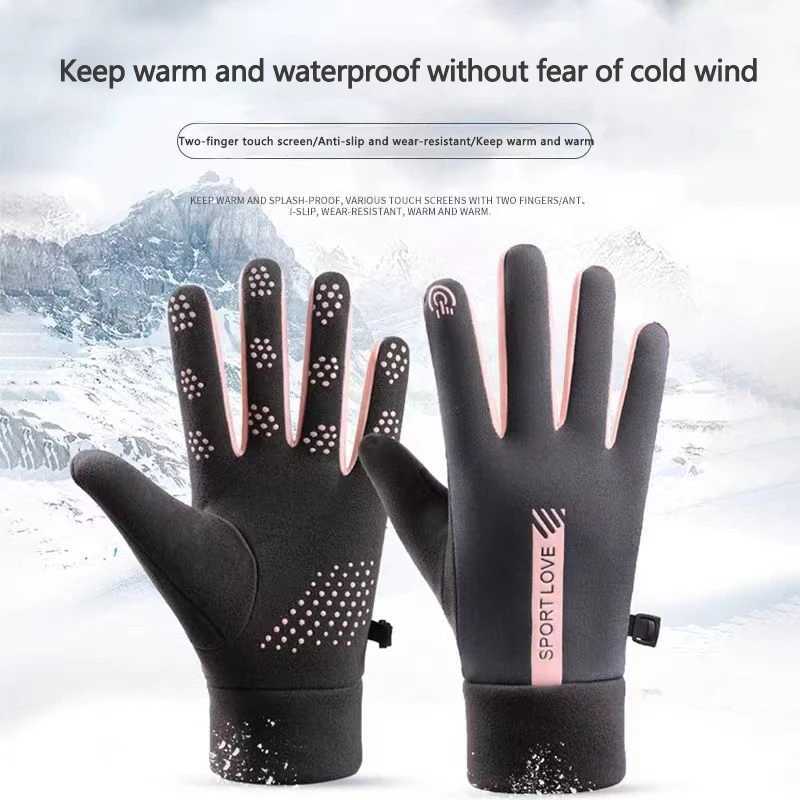 Winter Gs Mens Bicycle Anti slip Hot Wool Windproof Warm Outdoor Running Ski Gloves W241026