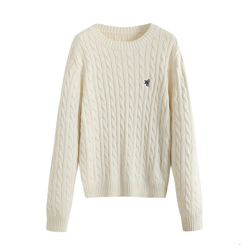 Retro Embroidered 2024 Autumn New Collection Lazy Round Neck Knitted Sweater Top For Women