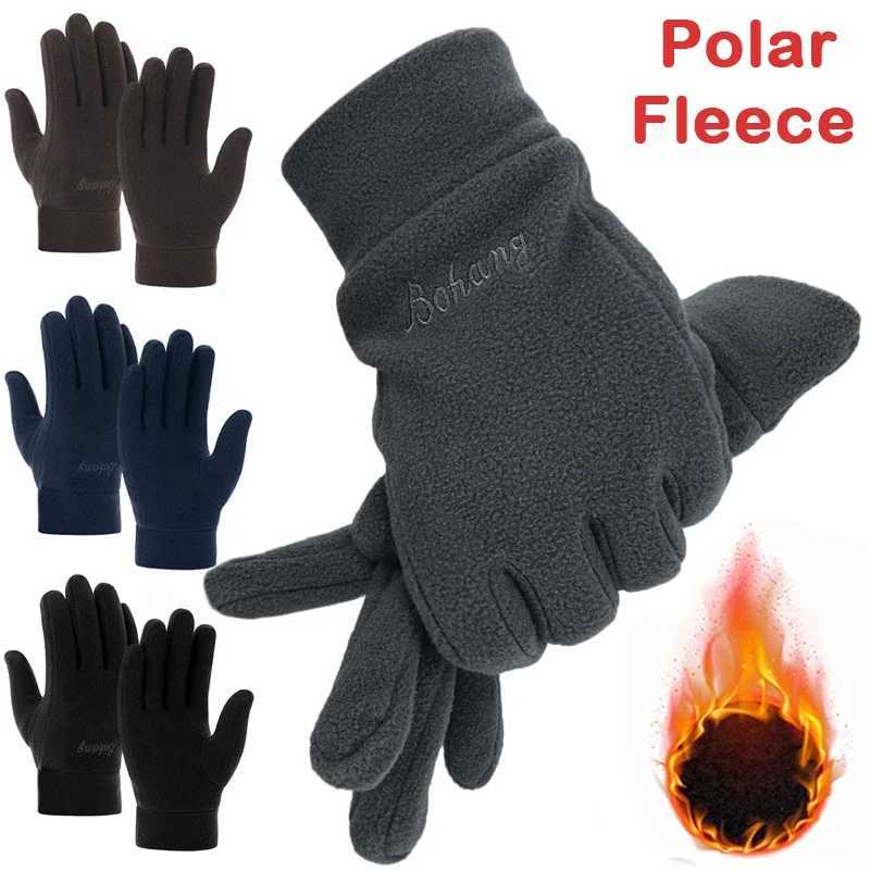 Mens Winter G Solid Womens Outdoor Polar Wool Thick Cold Warm G Motorcycle Wrist G Black Gloves W241026