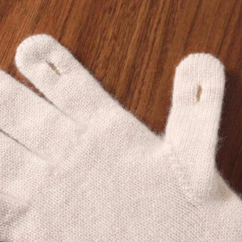 Womens wool cashmere Gs cable knitted touch screen with finger holes warm wrist length in winter and autumn classic Gs womens gloves W241026