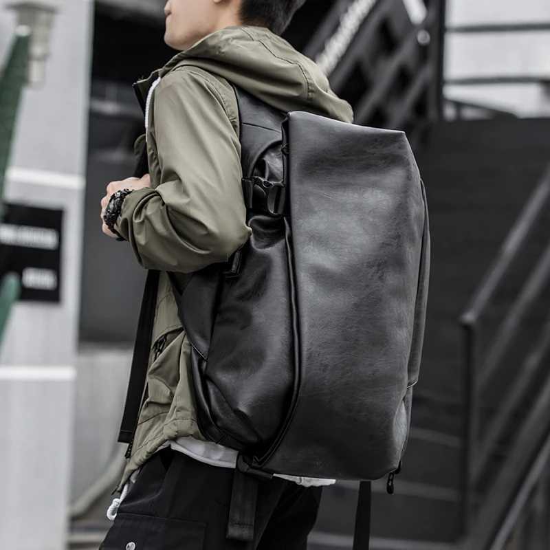 Leather Backpack for Men 15.6 inch Laptop Backpack with USB Charging Waterproof Business Rucksack Anti Theft Travel BackpackXJ241026