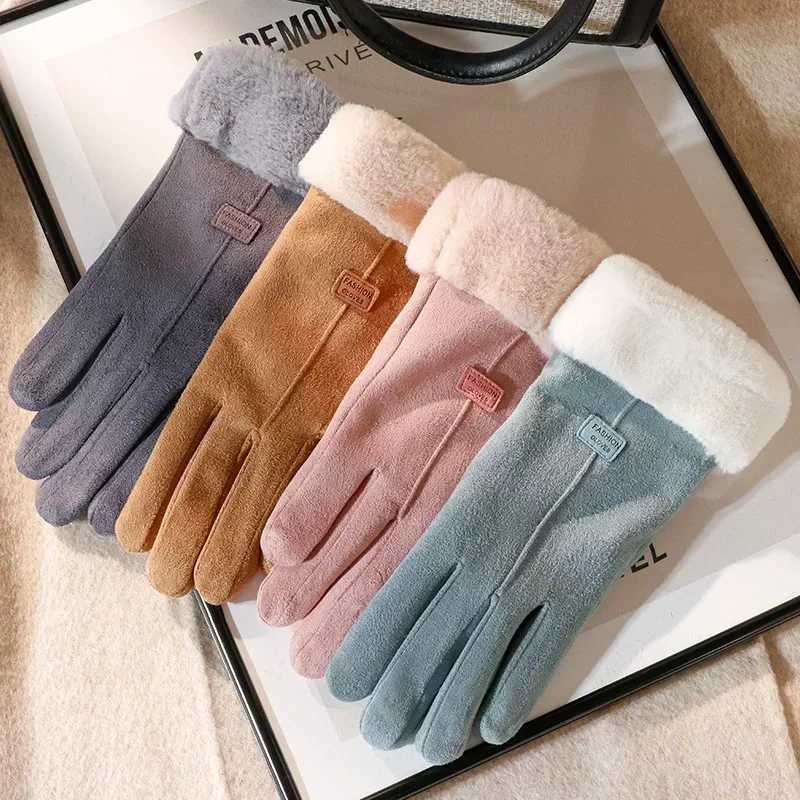 Fashion Womens Gs Autumn Cute Fur Warm Gloves Full Finger Gloves Womens Outdoor Sports Womens Gs Touch Screen W241026