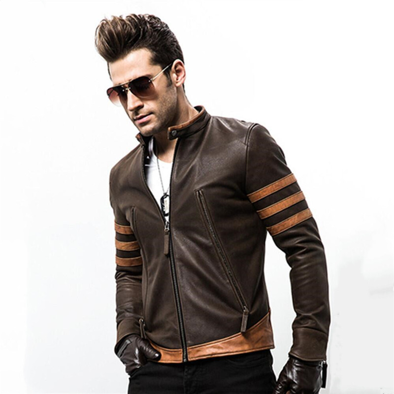 Autumn Men's Zipper Woerine Casual PU Leather Locomotive Coat Logan Bomber Jacket Slim Coats