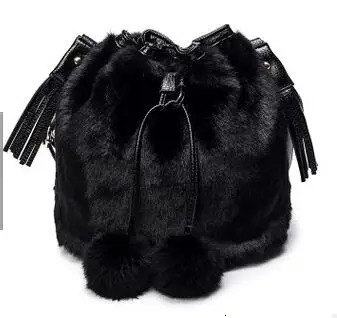 Plush Bucket Bag Winter Shoulder Diagonal Bag 241025