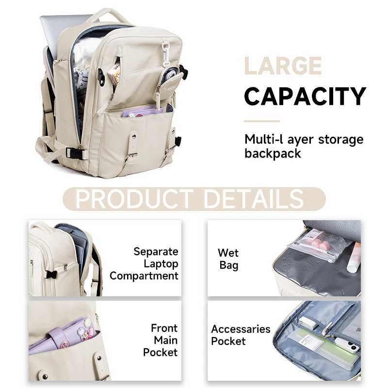 High Quality Travel Backpack Women Carry Lage Students Schoolbags Business Trip Unisex Fit 15.6inch Laptop Bag WaterproofXJ241026