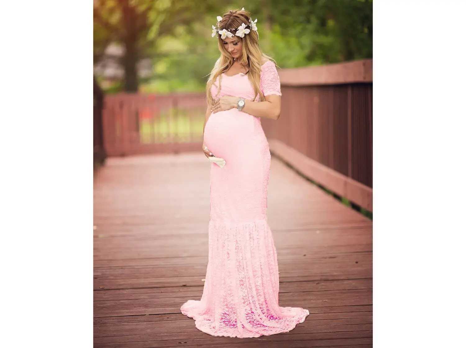 Long sleeved Maxi wedding photography elegant suitable for baby showers female photography props W241026