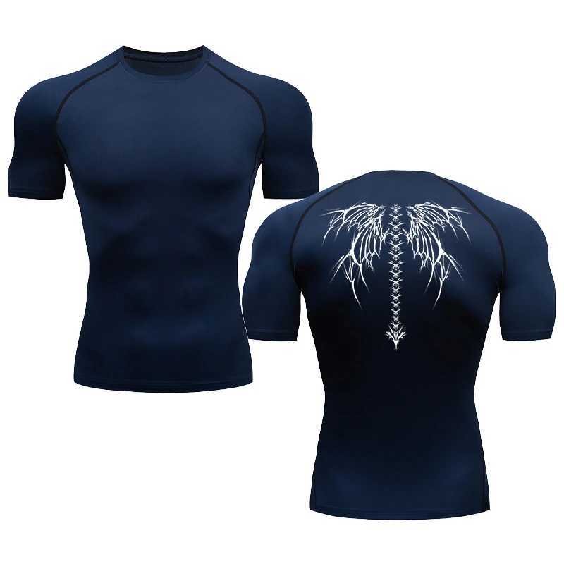 Mens Pattern Printed Running Compression Short Sleeve Tight Sports T-shirt Mens Running Track and Field Wear Sports Top W241026