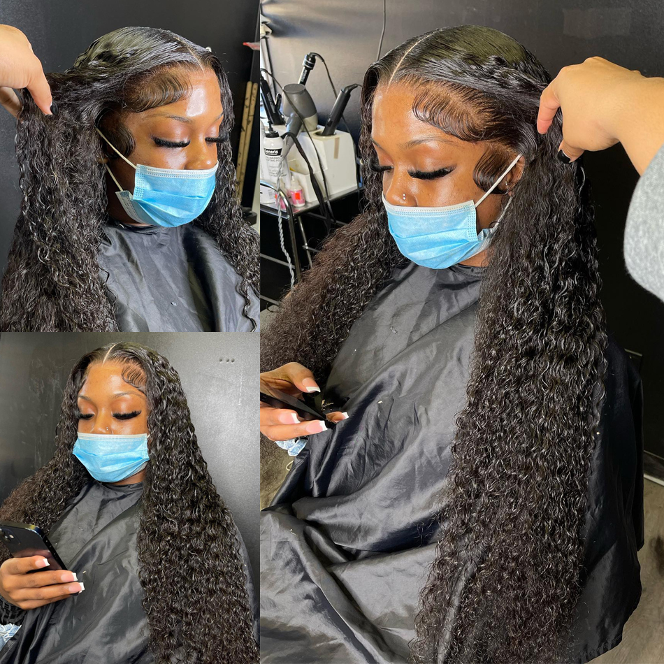 Curly for Women Water Wave 13x6 13x4 HD Lace Front PrePlucked Brazilian Wet and Wavy Human Hair Wigs