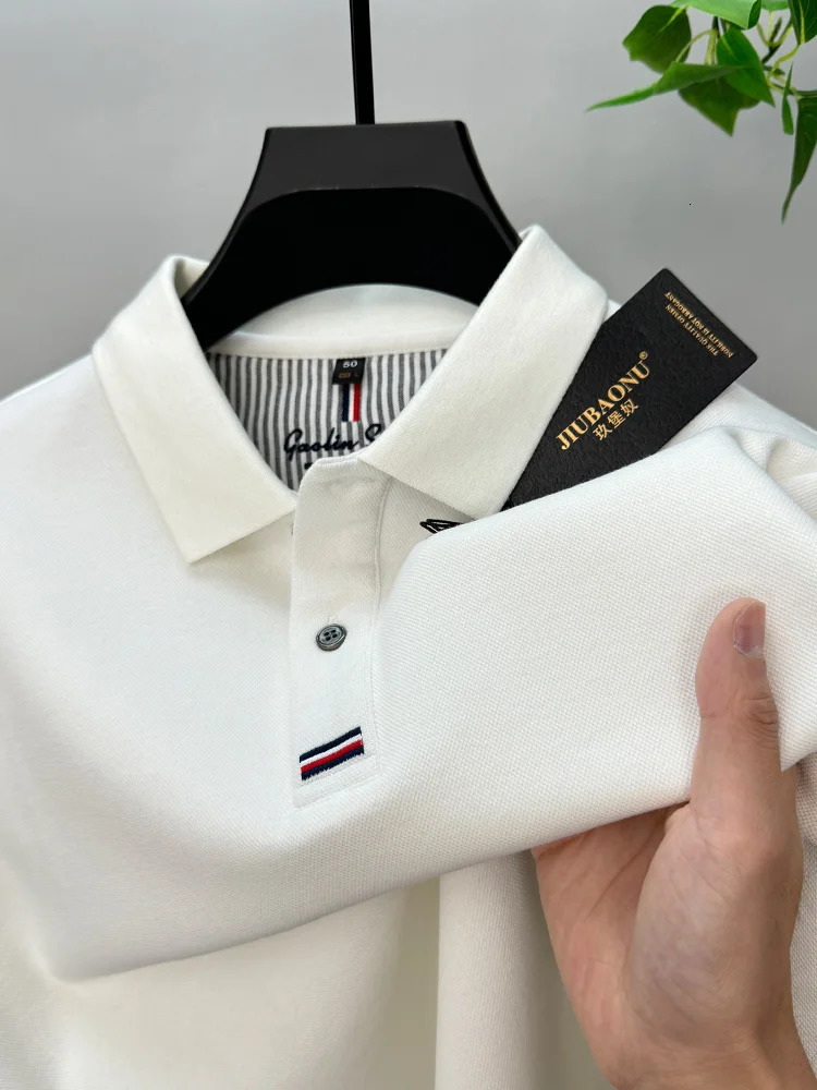 High Quality Polo Shirt Cotton Mens Embroidery Business Casual Autumn Long Sleeve Tshirt Fashion Lapel 241025