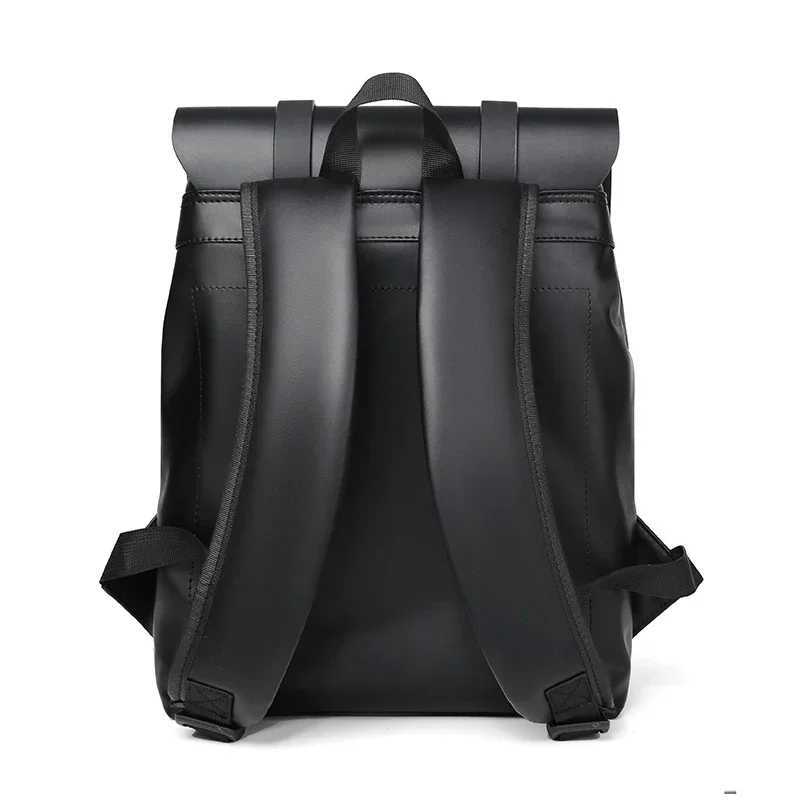 Black Leather Men Backpack Genuine Travel Bag Casual Daypack Fashion School s Large Laptop Soft Skin 14 Backpack XJ241026
