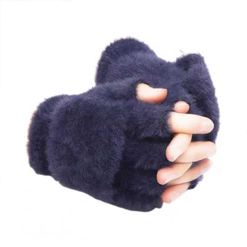Winter flip womens Gs cute warm knitted wool half finger clip shell Kaii Gs suitable for female students writing plush Gs W241026