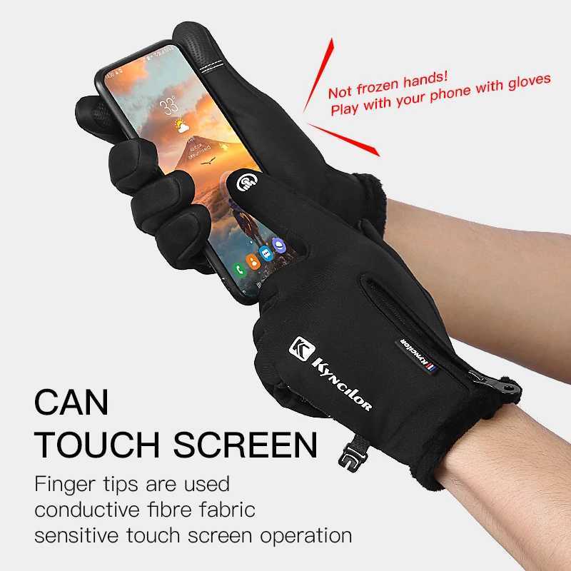 Outdoor Winter Cycling Gs Warm Touch Screen Wear resistant Anti slip Zipper Bike Gs Mens Hiking Work W241026