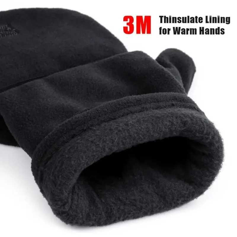 Winter Gs 3M Thinsulate Finger Open Skiing Gs Gloves Windproof Bicycle Gs Wool Warmth W241026