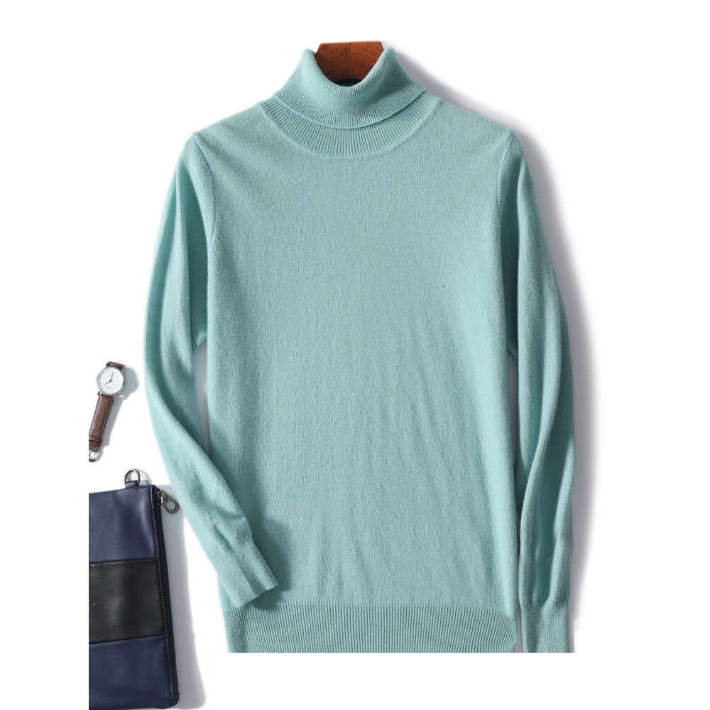 Aliselect 100% Pure Merino Wool Men Pullover Turtleneck Knitwear Jerseys Spring Autumn Winter Warm Cashmere Jumper Sweater Tops