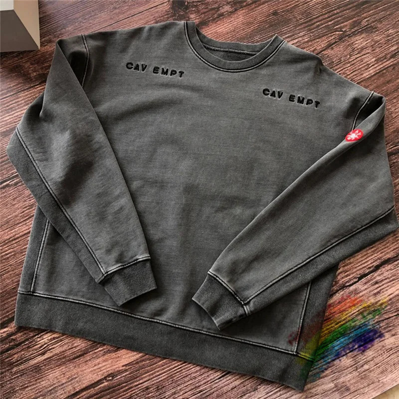 Thick Batik Dark Gray CAVEMPT CE19AW Sweatshirts Crewneck Men Woman 1 Top Quality Wash Cav Empt Hoodie 241025